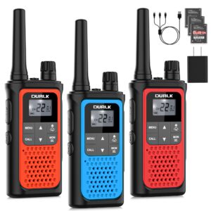 walkie talkies for adults 3 pack,two way radios long range rechargeable walkie talkies with earpiece jack bulit-in 1800mah li-ion battery,22 frs channels,led flashlight,usb charger,noaa walky talky