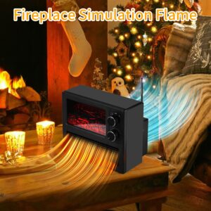 Ebhako Small Space Heater Fireplace, Small Electric Fireplace Heater for Indoor Use, Realistic 3D Flame, Safety Protection, 1000W Portable Mini Space Heater for Office, Under Desk, Bedroom, Home