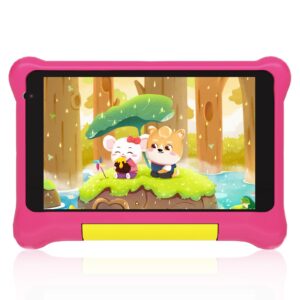 cheerjoy kids tablet 7 inch,android 12 tablet for kids,32gb rom 128gb expanded,parental control,kids software pre-installed, dual cameras,android learning tablet with proof case for toddlers (pink)