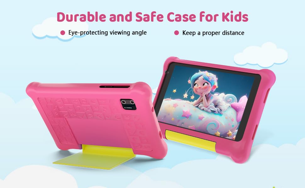 Cheerjoy Kids Tablet 7 inch,Android 12 Tablet for Kids,32GB ROM 128GB Expanded,Parental Control,Kids Software Pre-Installed, Dual Cameras,Android Learning Tablet with Proof Case for Toddlers (Pink)