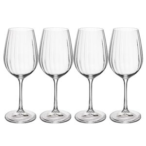 mikasa treviso crystal white wine glasses, 350ml, set of 4 lead-free, clear fine glasses with rippled effect for celebrations