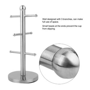 Mug Holder Tree, Coffee Cups Stand with 6 Hooks, Stainless Steel Tree Shape Coffee Mug Stand, Stable Mug Stand for Kitchen Counter Cabinet Cafe