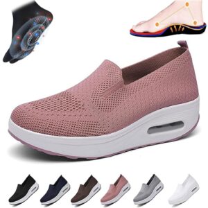 AILLAUS Fitsshoes Women Orthopedic Sneakers, Slip-On Light Air Wide Breathable Mesh Casual Anti-Skid Diabetic Shoes for Women (9-9.5, Pink)