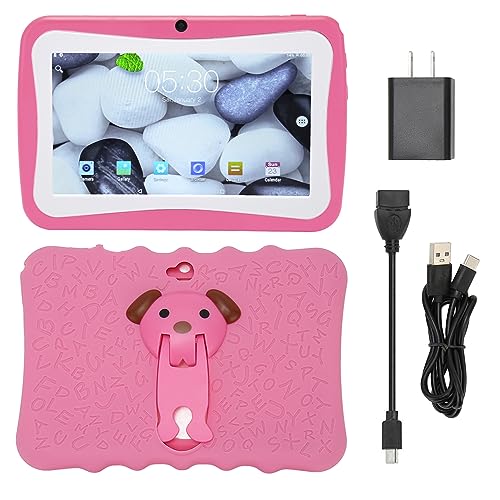 DAUZ Toddler Tablet, HD 1960x1080 Kids Tablet 7 Inch Quad Core 4GB 32GB US Plug 100‑240V for Girls for Android 8.0 (Pink)