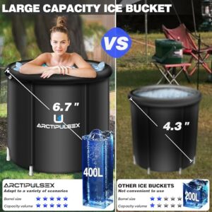 Ice Bath Tub for Athletes, 105 Gallons(400L) Portable Ice Baths Pod with Lid, Arctic Pod Cold Therapy Tub for Recovery, Anti-Leak Ice Cabin for Adults, 34'' x 30''