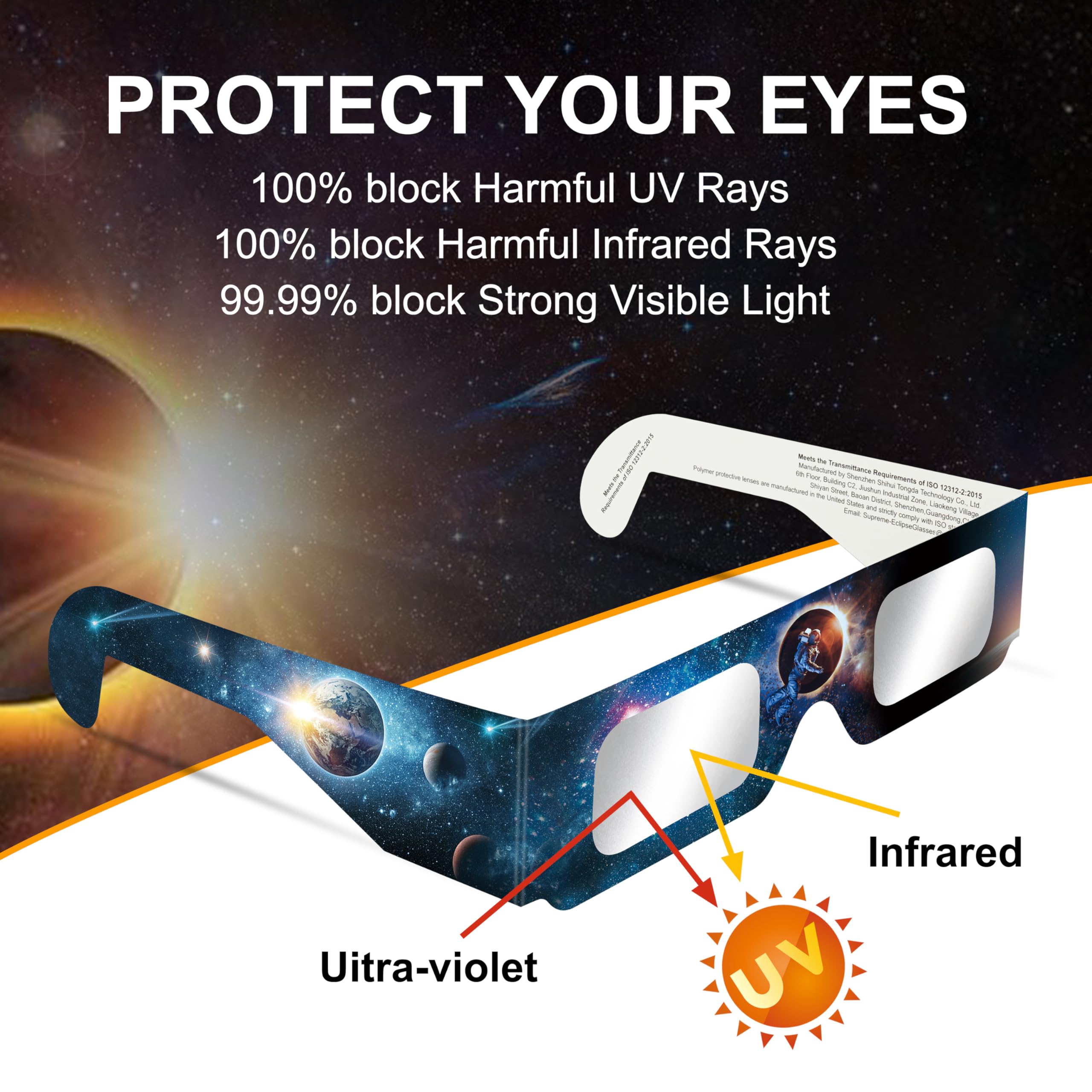 CE and ISO 12312-2:2015(E) Standards Optical Quality Safe Shades for Direct Sun Viewing