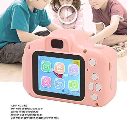 Kids Digital Camera, Cute 400mAh Battery Wide Applicability 1080P HD Video Multi Mode Filter Small Digital Camera Pink for Boys for Outdoor