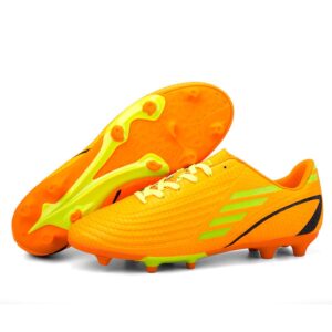 fenlogft unisex professional soccer cleats, firm ground outdoor/indoor football shoes for men and women, youth training sneakers (orange long nail,8.5,adult,men,women,medium,10,adult)