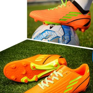 Fenlogft Unisex Professional Soccer Cleats, Firm Ground Outdoor/Indoor Football Shoes for Men and Women, Youth Training Sneakers (Orange Long Nail,8.5,Adult,Men,Women,Medium,10,Adult)