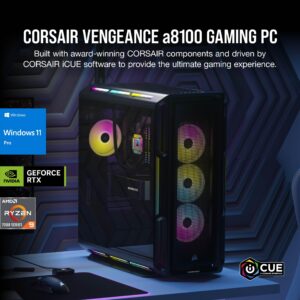 Corsair Vengeance a8100 Series Gaming PC - Liquid Cooled AMD Ryzen 9 7950X CPU - NVIDIA GeForce RTX 4090 GPU - 4TB (2X 2TB) M.2 SSD - 64GB Dominator Platinum RGB DDR5 Memory - Black