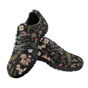 Coloranimal Cottagecore Trippy Mushroom Shoes for Women Vintage Butterfly Daisy Flower Print Slip On Walking Sneakers Comfort Casual Tennis Sports Athletic Running Shoes