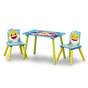 baby shark table and chair set by delta children, blue