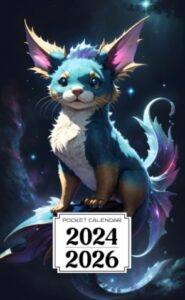 pocket calendar 2024-2026: two-year monthly planner for purse , 36 months from january 2024 to december 2026 | fantasy galaxy constellation | otter vaporeon creature