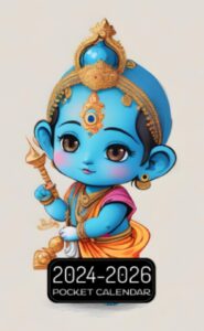 pocket calendar 2024-2026: two-year monthly planner for purse , 36 months from january 2024 to december 2026 | minimalistic design | cute divine baby krishna