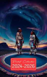 pocket calendar 2024-2026: two-year monthly planner for purse , 36 months from january 2024 to december 2026 | native american couple | ayahuasca ritual | star-filled sky | spiritual warrior spirit