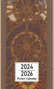 pocket calendar 2024-2026: two-year monthly planner for purse , 36 months from january 2024 to december 2026 | wheel of time tarot card interpretation | steampunk gear mechanism