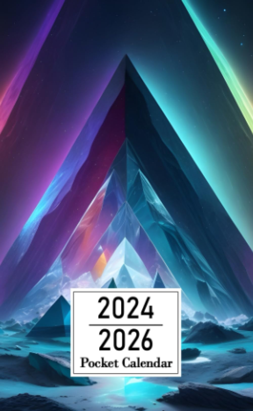 Pocket Calendar 2024-2026: Two-Year Monthly Planner for Purse , 36 Months from January 2024 to December 2026 | Crystal World | Geometry | Cosmic background | Alien Worlds