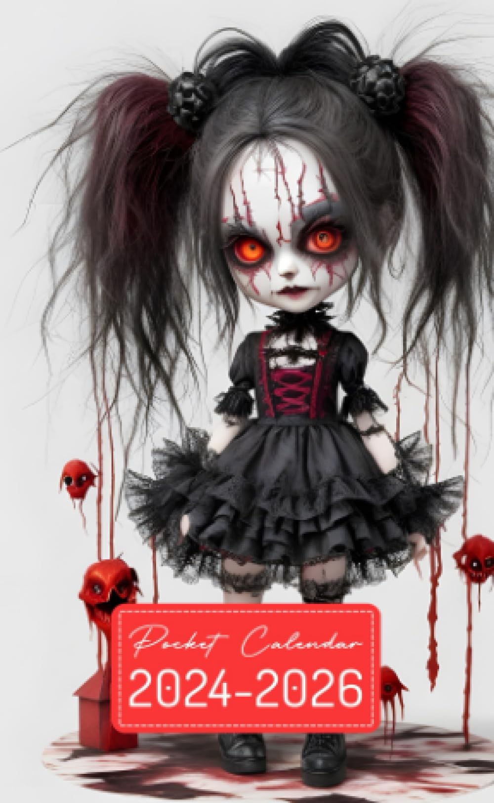 Pocket Calendar 2024-2026: Two-Year Monthly Planner for Purse , 36 Months from January 2024 to December 2026 | Spooky evil possessed doll | Tim Burton style