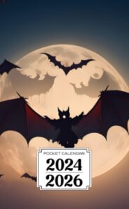 pocket calendar 2024-2026: two-year monthly planner for purse , 36 months from january 2024 to december 2026 | halloween bat silhouette
