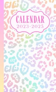 aesthetic pastel gradient leopard pocket calendar 2023-2025 for purse: small size monthly pocket planner for purse - from september 2023 to december ... - important dates / password keeper / notes