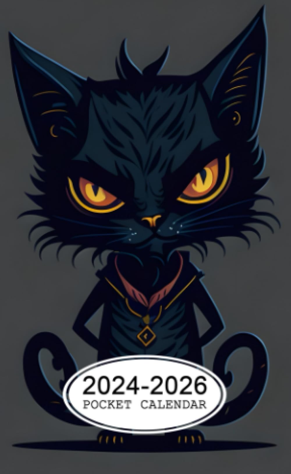 Pocket Calendar 2024-2026: Two-Year Monthly Planner for Purse , 36 Months from January 2024 to December 2026 | Scary cat Halloween character | Fantasy