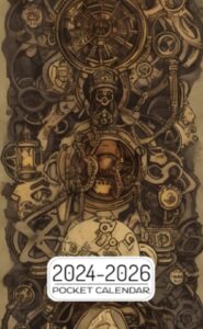 pocket calendar 2024-2026: two-year monthly planner for purse , 36 months from january 2024 to december 2026 | steampunk alchemist | magician tarot card rendition