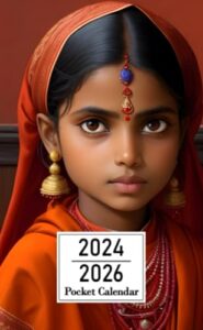pocket calendar 2024-2026: two-year monthly planner for purse , 36 months from january 2024 to december 2026 | indian girl monk