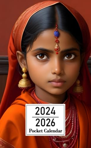 Pocket Calendar 2024-2026: Two-Year Monthly Planner for Purse , 36 Months from January 2024 to December 2026 | Indian girl monk