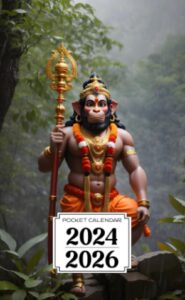 pocket calendar 2024-2026: two-year monthly planner for purse , 36 months from january 2024 to december 2026 | lord hanuman | rainy forest