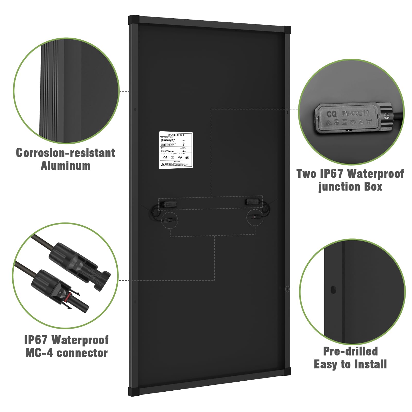 WERCHTAY 200 Watt Solar Panel, 24% High-Efficiency Monocrystalline PV Module, 9BB Cell Half-Cut Technology Solar Panel 12V/24V for RV Marine Rooftop Farm Battery and Other Off-Grid Applications