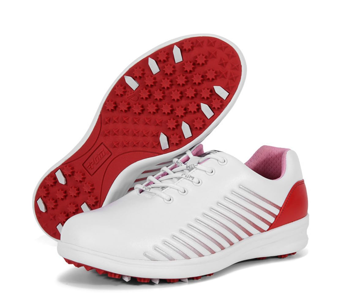 Ybberik Spikeless and Waterproof Golf Shoes for Women and Girls Red