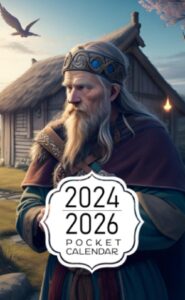 pocket calendar 2024-2026: two-year monthly planner for purse , 36 months from january 2024 to december 2026 | wise viking man | papirus | foresighting old viking homes