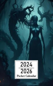 pocket calendar 2024-2026: two-year monthly planner for purse , 36 months from january 2024 to december 2026 | mysterious woman | rpg world | h.p. lovecraft creatures