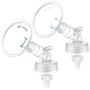 2x 22 mm maymom two-piece wide neck pump parts compatible with spectra s1,spectra s2 pumps and 2 valves; incl wide mouth flanges; not original spectra flange; (22mm flange with valve)