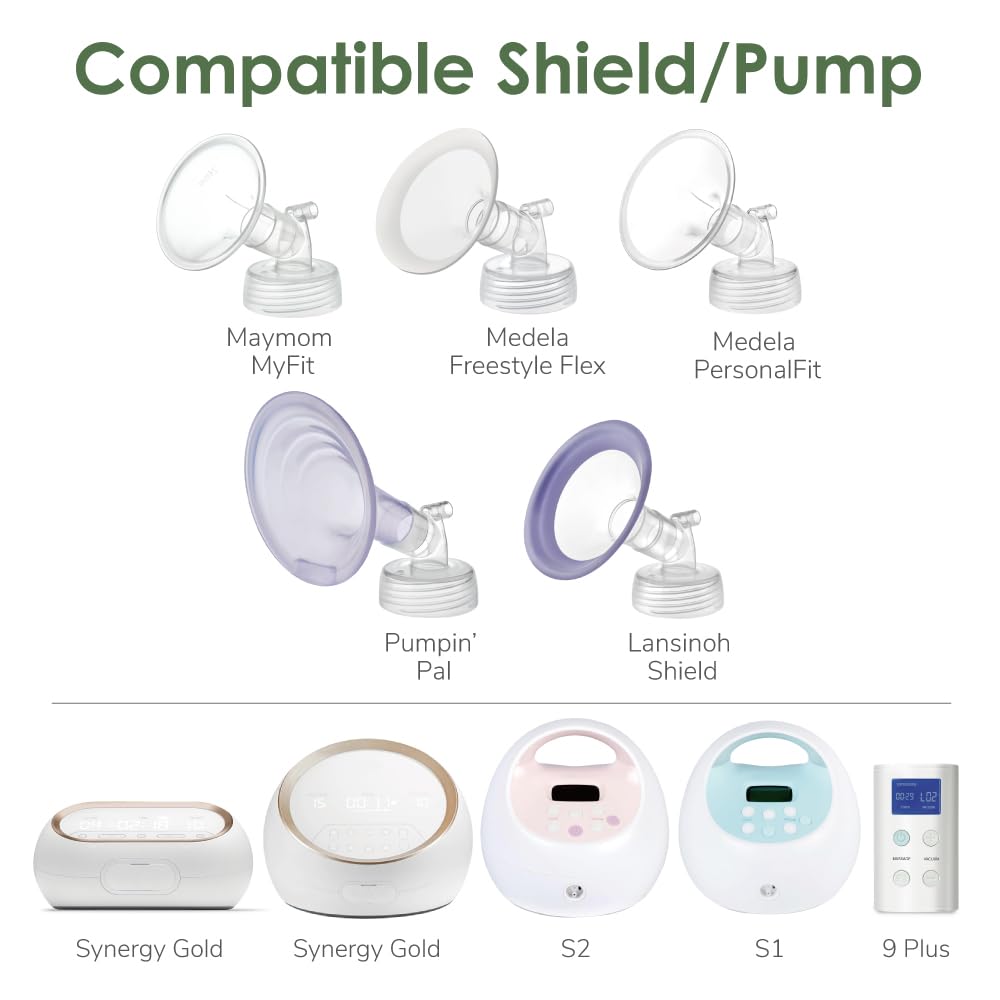 2X 22 mm Maymom Two-Piece Wide Neck Pump Parts Compatible with Spectra S1,Spectra S2 Pumps and 2 Valves; Incl Wide Mouth Flanges; Not Original Spectra Flange; (22mm Flange with Valve)