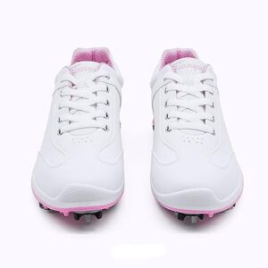 Ybberik Ladies' Anti-Skid Waterproof Golf Shoes with Spikes for Women White