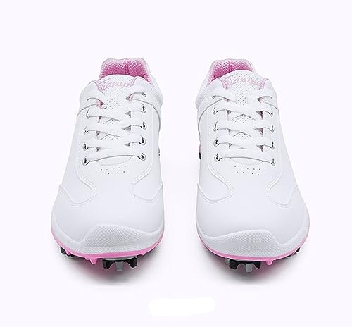 Ybberik Ladies' Anti-Skid Waterproof Golf Shoes with Spikes for Women White