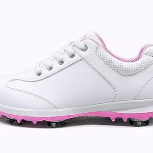 Ybberik Ladies' Anti-Skid Waterproof Golf Shoes with Spikes for Women White