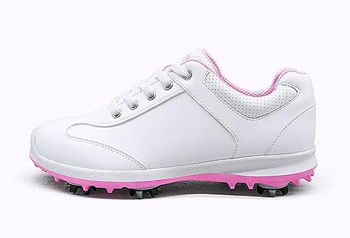 Ybberik Ladies' Anti-Skid Waterproof Golf Shoes with Spikes for Women White