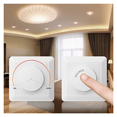LAZIRO Trailing Edge LED Dimmer Switch Phase Cut/Off Bottom Brightness Adjustable with Knob 100-240Vac (Color : Frame 1, Size : 110VV)