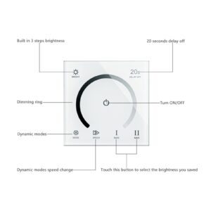 LAZIRO Smart Touch Panel LED Dimmer Controller DC 12V 24V 4Ax3 Channel Timer Wall Switch Controller for Single Color LED Strip Lights