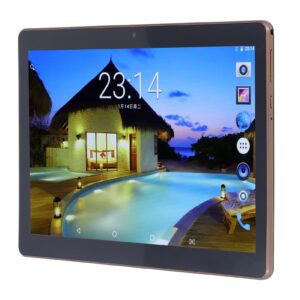 smart tablet 0.3mp front 2mp rear hd ips screen octa core tablet gold cnc edge high gloss body 5500mah with usb cable for daily use (us plug)