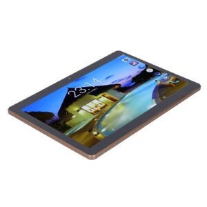 Smart Tablet 0.3MP Front 2MP Rear HD IPS Screen Octa Core Tablet Gold CNC Edge High Gloss Body 5500mAh with USB Cable for Daily Use (US Plug)
