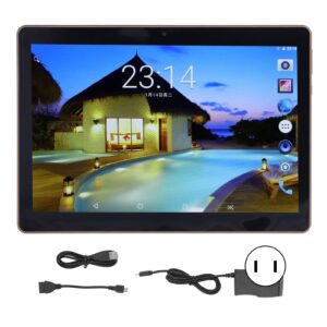 Smart Tablet 0.3MP Front 2MP Rear HD IPS Screen Octa Core Tablet Gold CNC Edge High Gloss Body 5500mAh with USB Cable for Daily Use (US Plug)