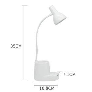 Desk Lamps for Home Office,White Desk lamp,kids battery lamps for tables,Cute pen holder for desk,360° Rotating Hose,Adjust The Angle of Light Source at Will,Kids Lamps for bedrooms Girls,Small Lamps