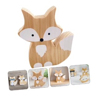 VOSAREA 2pcs Fox Ornament Gift Registry by Name Ornament Crafts Baby Milestone Blocks Desk Topper Cute Fox Figure Wood Fox Tabletop Fox Dining Room Decor for Table Model Desktop Wooden