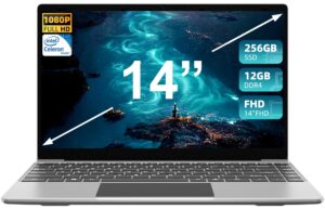 jumper laptop, 12gb lpddr4 256gb ssd and expandable 256gb tf card expansion, quad-core intel celeron cpu(up to 2.5ghz), 14" 1080p fhd display, laptops computer with 2.4g/5g wifi, dual speakers.