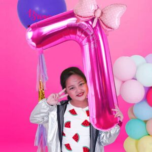 7 PCS Hot Pink Princess Foil Balloon Girl Head Balloons for Pink Princess Doll Theme Party Decorations Photo Booth Backdrop Little Girl Adult Baby Shower Bachelorette Makeup Birthday Supply