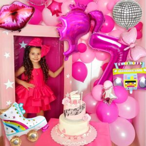 7 PCS Hot Pink Princess Foil Balloon Girl Head Balloons for Pink Princess Doll Theme Party Decorations Photo Booth Backdrop Little Girl Adult Baby Shower Bachelorette Makeup Birthday Supply