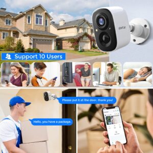 abetap Wireless Security Camera - Outdoor WiFi Security Cameras w/Color Night Vision, AI/PIR Detection, 2-Way Talk, Cloud/SD, Weatherproof, Battery Powered Outdoor Cameras for Home Security Outside